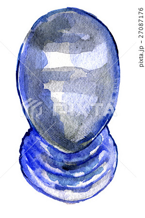 watercolor sketch of fencing mask on white 27087176