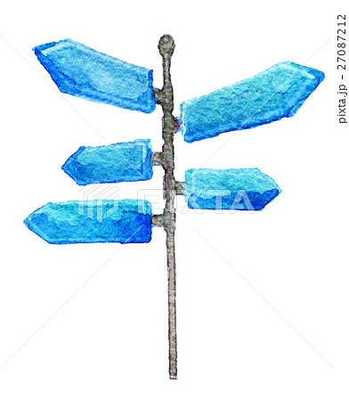 watercolor sketch of signpost on white background 27087212