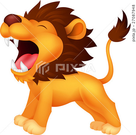 Cute Lion Cartoon Roaring Stock Illustration