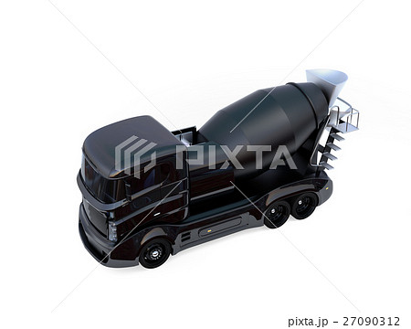 黒色のトラックミキサ車 27090312