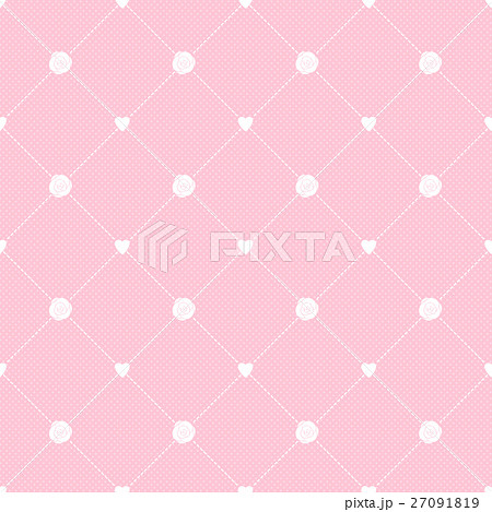シンプルガーリーなかわいい薔薇とハートのシームレスパターン 背景素材のイラスト素材 27091819 Pixta