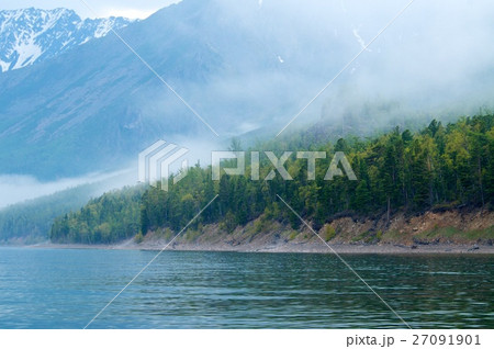 Fog on the Baikal spring sunrise Fog on the Baikal spring sunrise 27091901