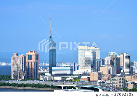 都市風景 福岡市の高層ビル群の写真素材