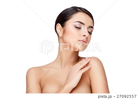 Young brunette woman with beautiful clean skin Young brunette woman with beautiful clean skin 27092557