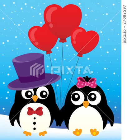 Valentine penguins theme image 2 27093597