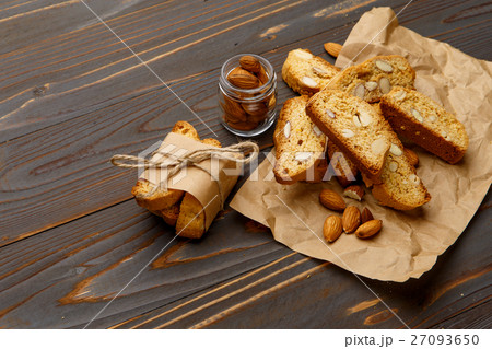 Italian cantuccini cookie with almond filling on 27093650