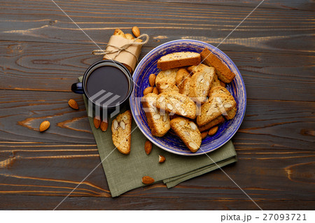 Italian cantuccini cookie with almond filling on 27093721