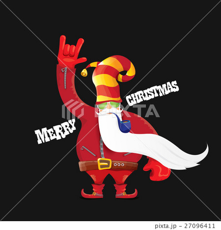 vector biker santa claus with smoking pipe. 27096411