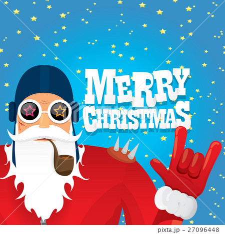 vector biker santa claus with smoking pipe. 27096448
