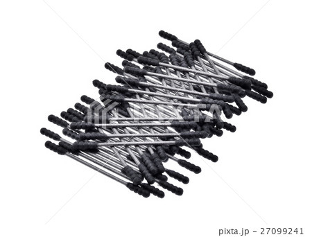 Black cotton sticks (cotton buds) on white Black cotton sticks (cotton buds) on white 27099241