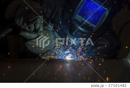 Industrial steel welder in factory 27101482