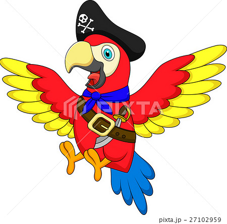 Cute Pirates Macaw Cartoon Flying Stock Illustration