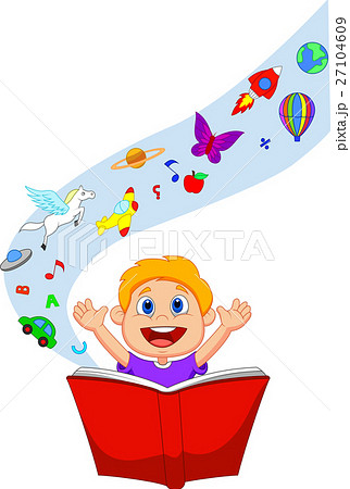 Boy reading a fantasy book 27104609