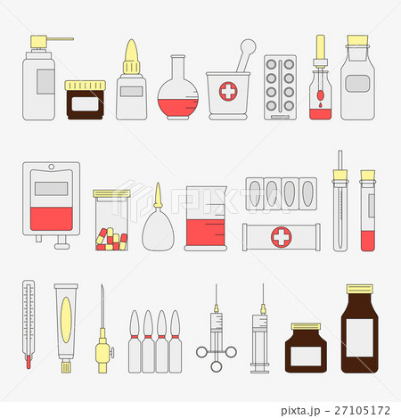 Trendy color flat medical and health care icon set 27105172