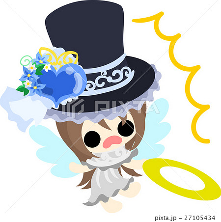 可愛い天使とお洒落なシルクハット 27105434