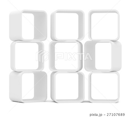 Three empty white rounded showcase. Isolated 27107689