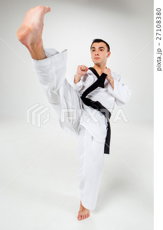 The karate man with black belt 27108380