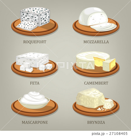 Roquefort And Mozzarella Feta Or Camembertのイラスト素材