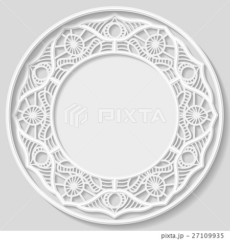 3D Vector bas-relief frame,vignette with ornaments 27109935