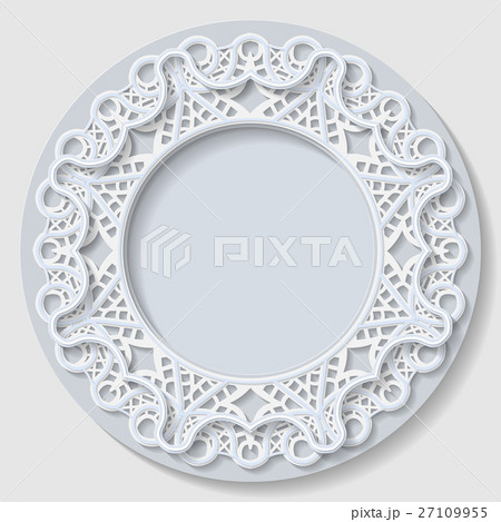 3D Vector bas-relief frame,vignette with ornaments 27109955