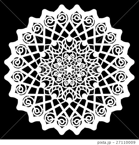 Lace round paper doily, lacy snowflake 27110009