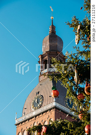 Tower Of Riga Cathedral, Surrounded By Christmas Tower Of Riga Cathedral, Surrounded By Christmas 27111216
