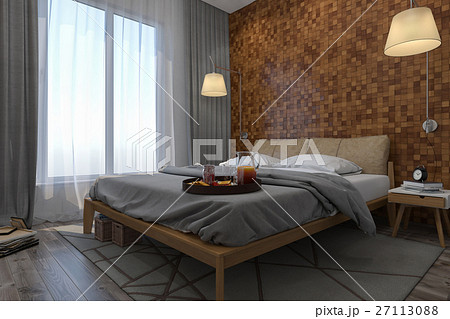 3d illustration of bedrooms in Scandinavian style 27113088
