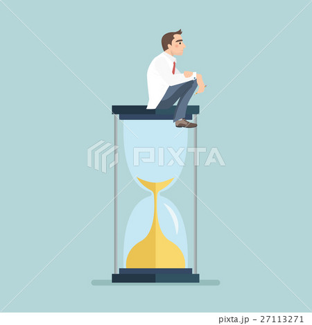 Businessman thinking and sitting on a hourglass 27113271