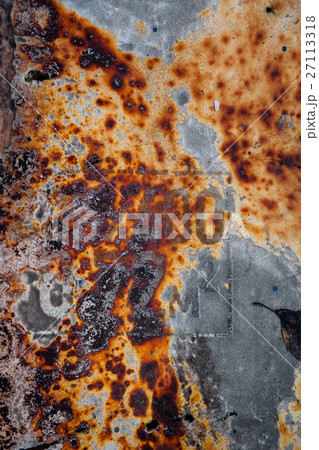 Rusted metal texture, paint and unreadable text Rusted metal texture, paint and unreadable text 27113318