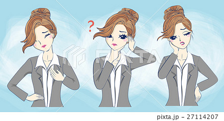 cartoon businesswoman feel confuse 27114207