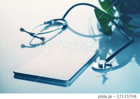 Stethoscope and tablet taken with selective focus Stethoscope and tablet taken with selective focus 27115748