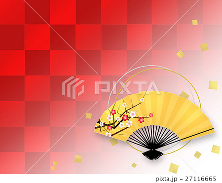 和柄　梅　扇子 27116665
