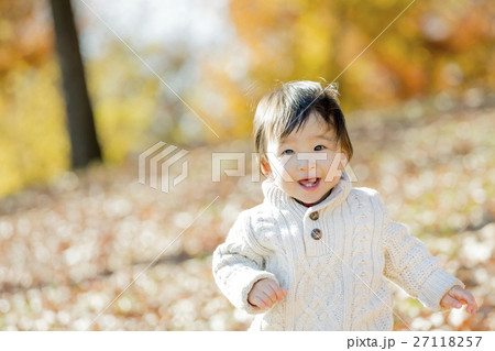 秋の公園で遊ぶ男の子 秋の公園で遊ぶ男の子 27118257