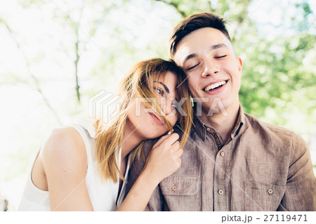 man and woman in the park man and woman in the park 27119471