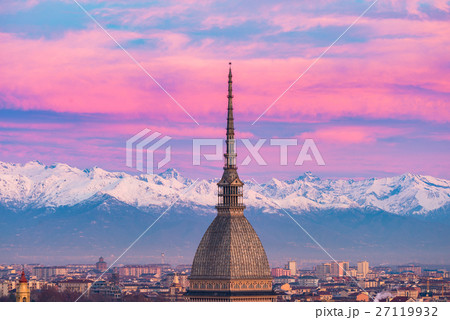Torino (Turin, Italy): cityscape at sunrise 27119932
