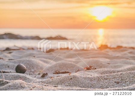 Sea, sand and rock at sunset. Nature composition 27122010
