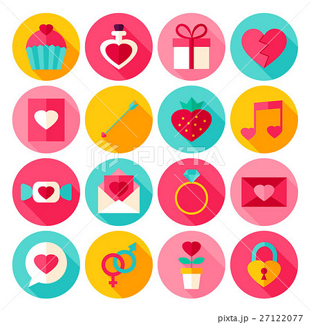 Valentine Day Flat Icons 27122077