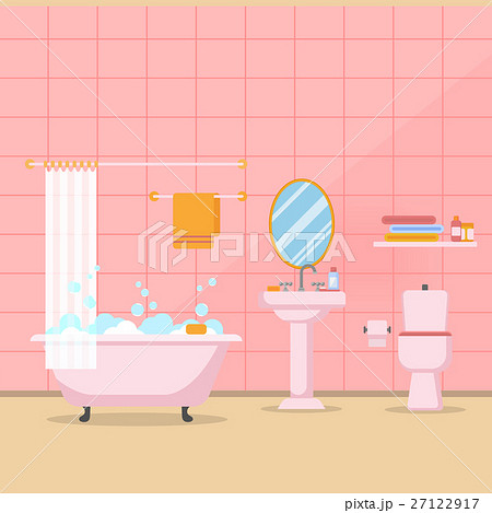 Modern bathroom interior with furniture in flat 27122917