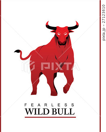 Bull. Wild Bull. Bull in red on the white backgrou 27123610