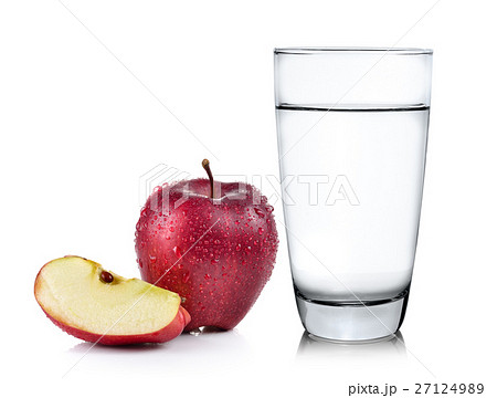 Glass of water and apple Glass of water and apple 27124989