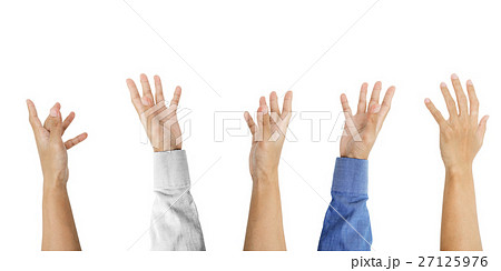 Various hand with tan skin raising up, isolated Various hand with tan skin raising up, isolated 27125976