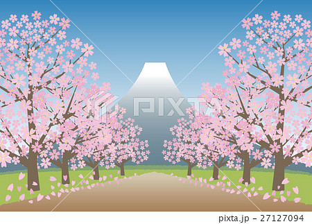 無料イラスト画像 心に強く訴える桜 富士山 イラスト 簡単