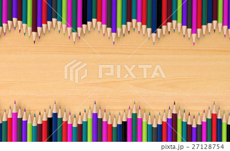 Wave colored pencils on wood board for background Wave colored pencils on wood board for background 27128754
