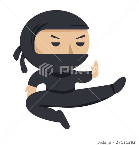 ninja character. Serious ninja jumping. Flat style 27131292