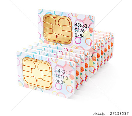 Colorful SIM cards row stack 27133557