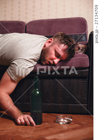 Hangover morning after booze. Hangover morning after booze. 27134709