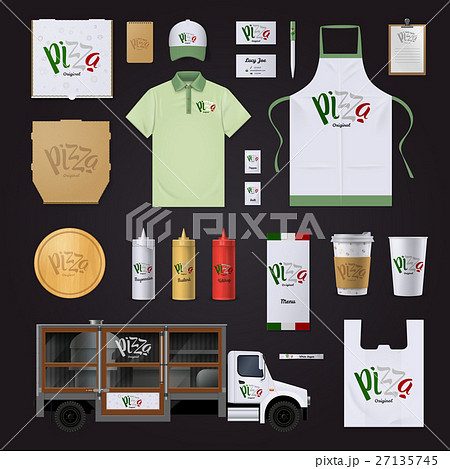 Pizza Corporate Identity Template Design Set 27135745