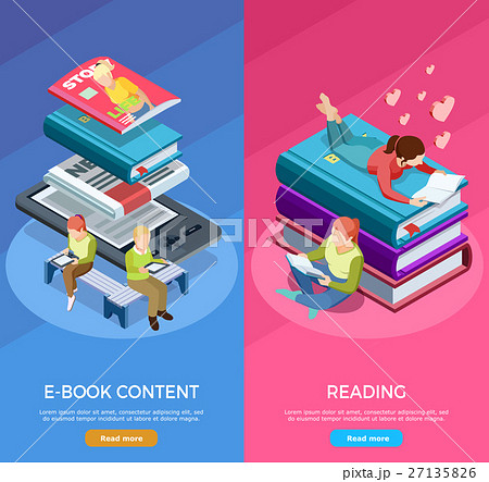 Isometric Vertical Reading Banner Set 27135826