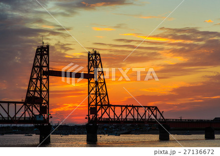 筑後川昇開橋の日没後 筑後川昇開橋の日没後 27136672