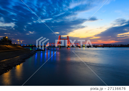 筑後川昇開橋の日没後 筑後川昇開橋の日没後 27136676
